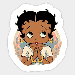 Black Betty Boop Praying Sticker